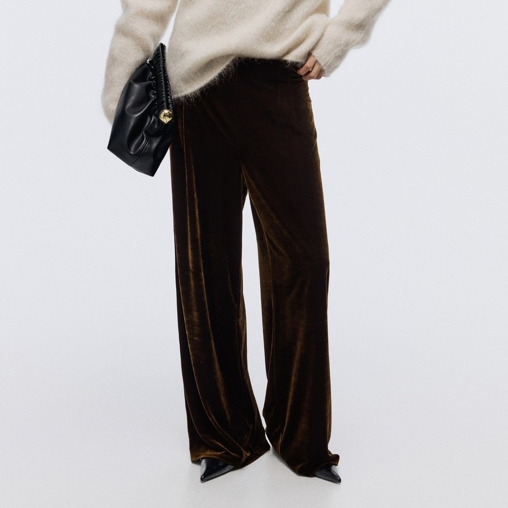 Brown Velour Loungewear Y2K Pants Lauren Ralph Lauren Womens Straight Leg Cozy M